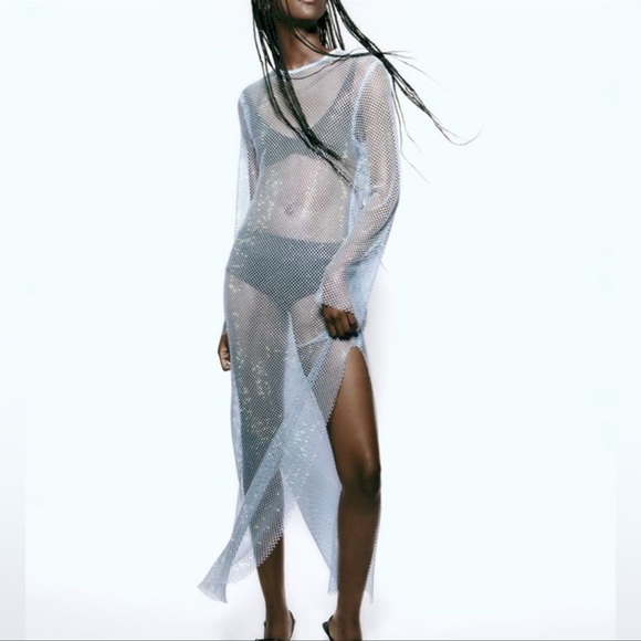 Zara Blue Rhinestone Dress - Picture 5 of 15